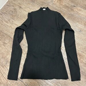 H&M Black Ribbed Mock Neck Long Sleeve Top